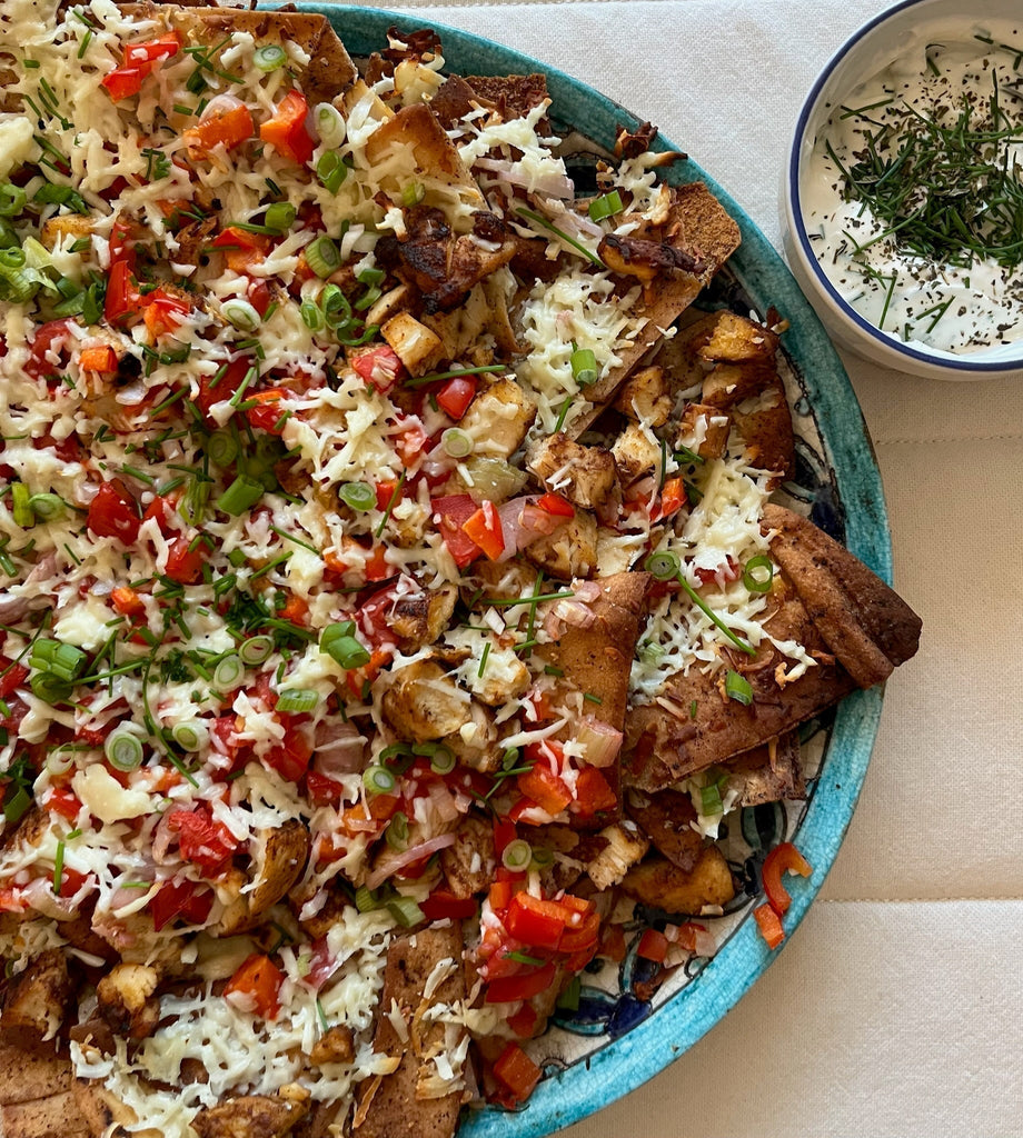 Nachos aux chips de pita et poulet shish taouk | Les Filles Fattoush