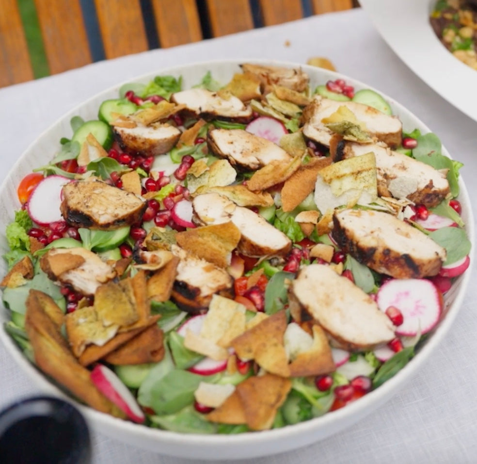 Salade Fattoush au poulet Shawarma | Les Filles Fattoush